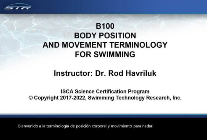 B100 - Biomechanical Foundations of Swimming: Terminology (Powerpoint Slide Show)